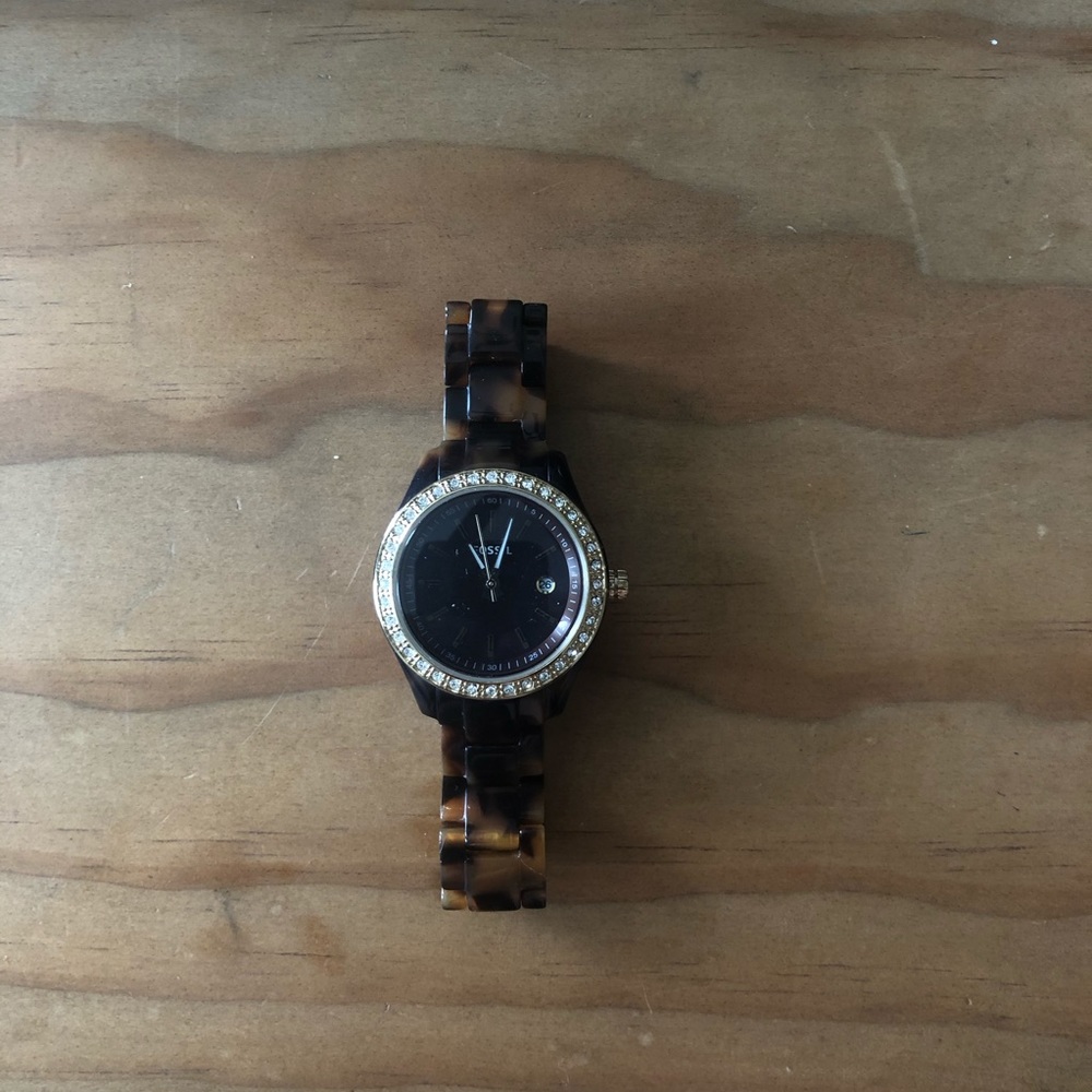 TORTOISE SHELL FOSSIL WATCH (needs new battery)